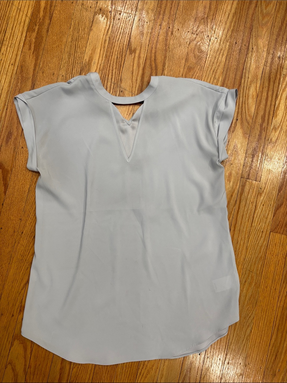 Express Light Gray Keyhole V-Neck Blouse